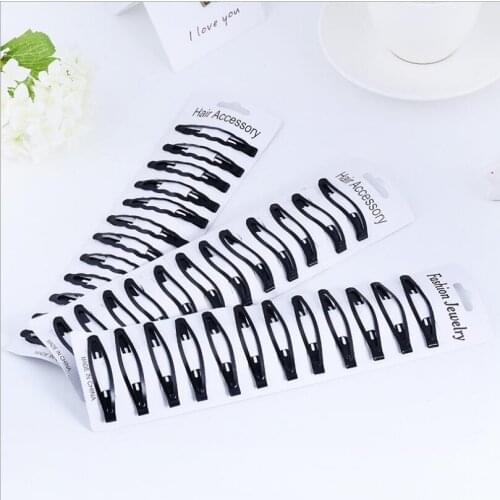 12Pcs/Pack Portable Black Snap Hair Clips Women Girls Hairpins Barrette Hairgrip Child Headwear Hair Tools Accessories T1438