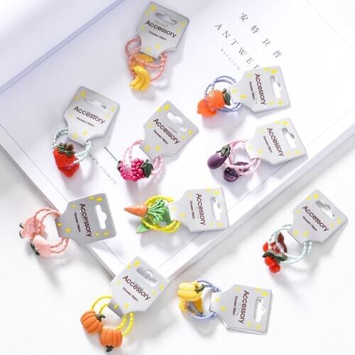 2PC 2020 NEW Lovely Fruits And Vegetables Elastic Hair Bands Girls Childrens series Hair Accessories HeadWear Headgear