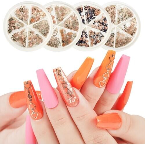 1 Box 6 Grids 3D Nail Art Shell Metal Decorative Patch Shell Mermaid Ultra Thin Bow Metal Nail Art Decoration