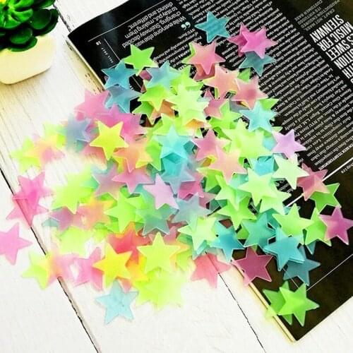 50 Pcs Color Luminous Fluorescent Wall Stickers DIY Decals Glow In The Dark Stars Sticker Decals Kids Bedroom Home Decoration