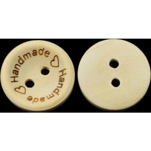 50PCS 2-Holes Wooden Buttons Natural Color Handmade Letter Love Button for Needlework Scrapbooking New Year Sewing Accessories