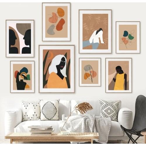 Abstract Black Girl Face Line Color Block Wall Art Canvas Painting Nordic Posters And Prints Wall Pictures For Living Room Decor