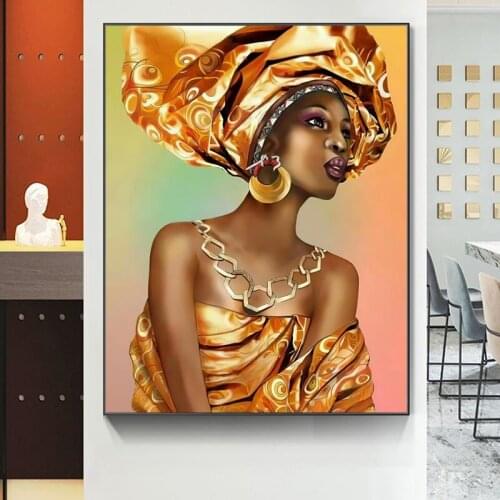 African Makeup Women Portrait Canvas Painting on The Wall Posters and Prints Black Girl Art Wall Picture for Living Room Decor