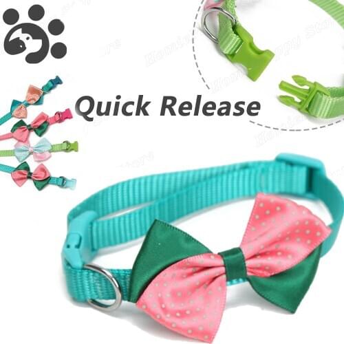 Bow Tie Cat Collar for Small Dogs Cute Dog Collar for Cat Kitten Pet Nylon Necklace Adjustable Collar Lead Quick Release Neko