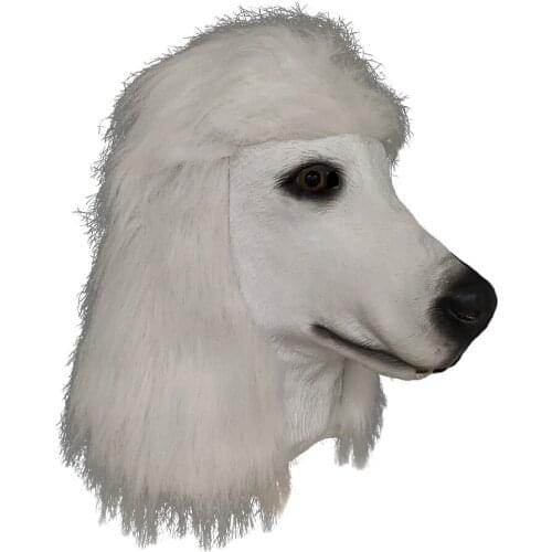 White Simulation Dog Head Mask Christmas Animal VIP dog Mask Cosplaying Party Performance Full Head Props Latex Halloween Mask