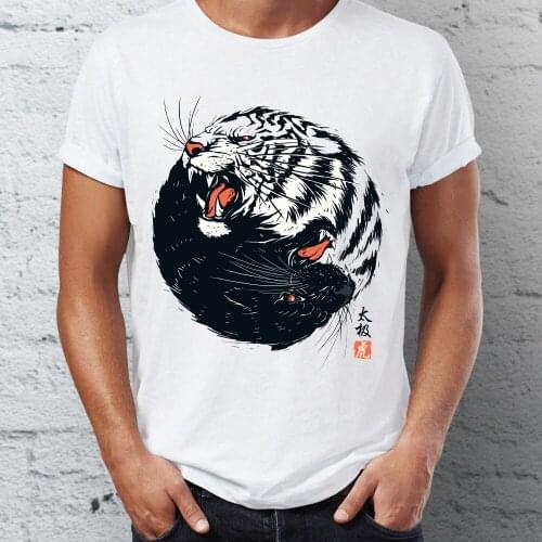 Summer Mens Short Sleeve T-shirt Taichi Tiger Traditional Artsy Tshirt Funny Cool Tees Tops Youth Harajuku Streetwear