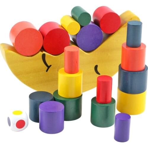 Ingenious wood toys moon balanced building blocks stacked high Mongolian early childhood education interactive games stacked