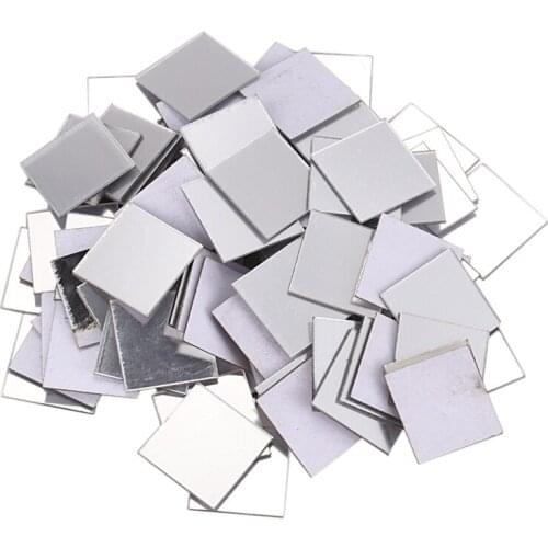 Hot 100 Piece Mirror Tile Wall Sticker 3D Decal Room Decor Stick (Silver)