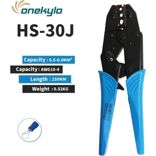 HS-30J Crimping Plier Insulated Wire Terminals Connectors Ratcheting Crimper Tool For 22-10AWG Hand Crimper tool