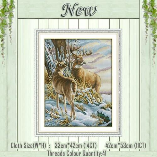 Deer animal scenery painting counted printed on the canvas DMC 11CT 14CT kits DIY chinese Cross Stitch embroidery needlework Set