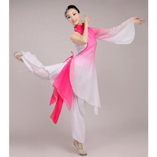 Chinese classical dance costume female national clothing Jiangnan mist ink umbrella yangko dance stage clothing