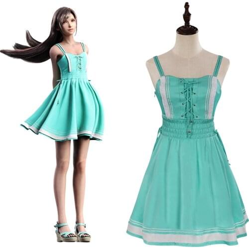 Final Fantasy VII FF7 Remake Tifa Lockhart Cosplay Costume Dress Halloween Carnival Suit