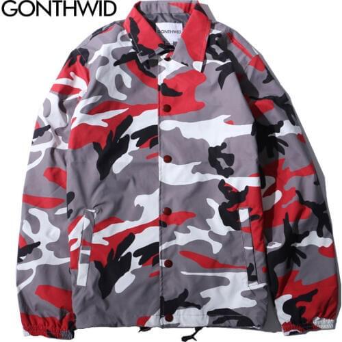 GONTHWID Color Camo Windbreaker Coaches Jackets Coat 2020 Autumn Hip Hop Turn Down Collar Comouflage Coats Streetwear 8 Colors