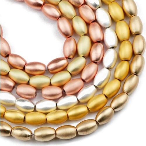 8X5mm Matte Gold Silvers Hematite Natural Stone Beads Oval Shape Loose Spacer Beads For Jewelry Making Diy bracelet Accessories