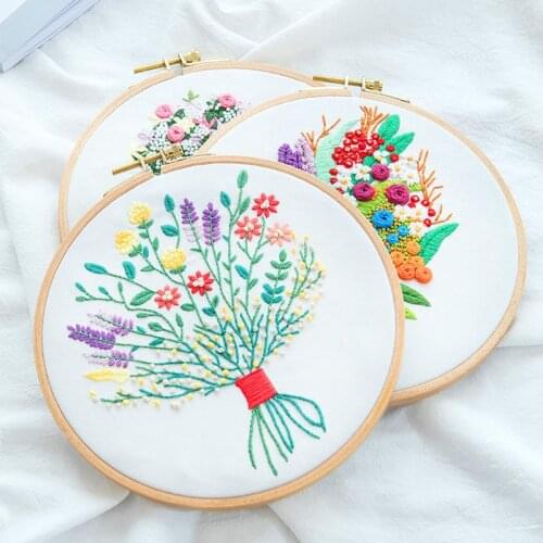 Bouquet 3D Embroidery Kits For Beginners DIY Embroidery Supplies Hoop Handcraft Materials Package Sewing Decor Paintings
