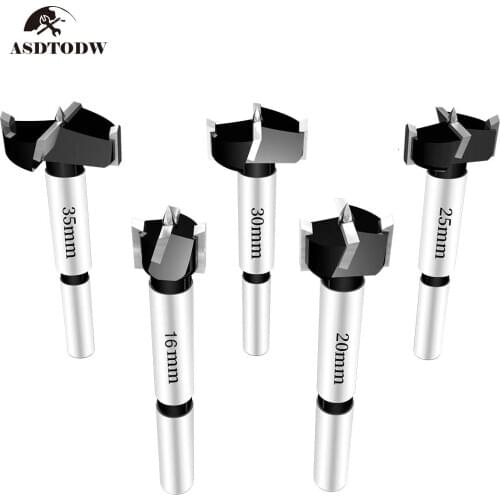 16-50mm Center Forstner Drill Bit Set Round Shank Hinge High Speed Steel Hole Saw Cutter Wood Flat Drilling Bits