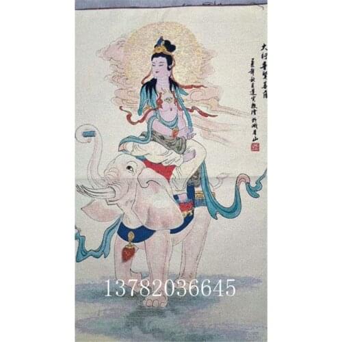 Nepal Tibet Tangka Silk Hanging Paintings Worship Puxian Bodhisattva
