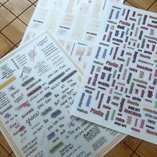 Newest WG401-13 lettering design nail art sticker decal stamping back gule DIY nail decoration tools