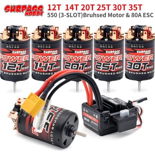 NEW Motor Surpass Hobby 550 3-Solt 12T 14T 20T 25T 30T 35T Brushed Motor w/80A ESC for 1/10 1/12 RC Car