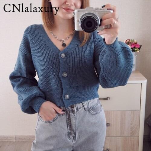 CNlalaxury2021 Solid Knit Cardigans Sweater Women V Neck Loose Pull Sweater Autumn Winter Open Cardigan Jacket Coat Jersey Mujer