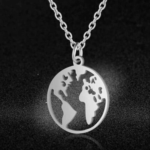 AAAAA Quality 100% Stainless Steel World Map Charm Necklace for Women Never Tarnish Jewelry Necklace Super Fashion Charm Jewelry