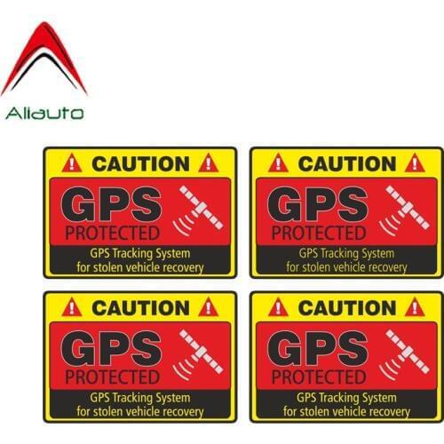 Aliauto 4 x Warning Car Sticker Caution GPS Tracking System Protected Decal Automobiles & Motorcycles PVC,7cm*4cm
