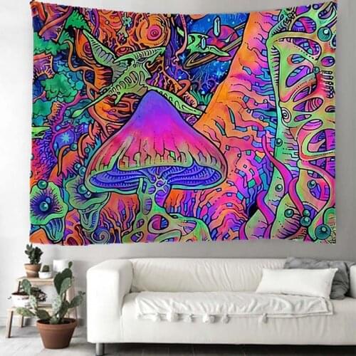 Psychedelic Mushroom Home Decor Mandala Tapestry Wall Hanging Bohemian Room Decor Witchcraft Tapestry Wall Blanket 200x150cm