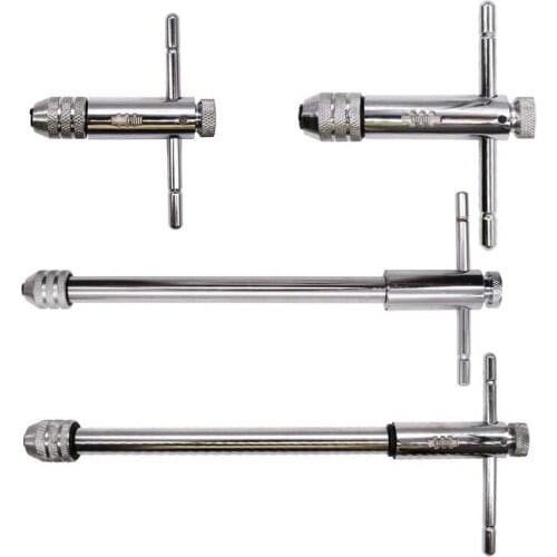 M3-M8 M5-M12 Lengthen Reversible T Type Handle Ratchet For Tap Die Set Taps Wrenches Wire Tapping Wrench Adjustable Holder Tools