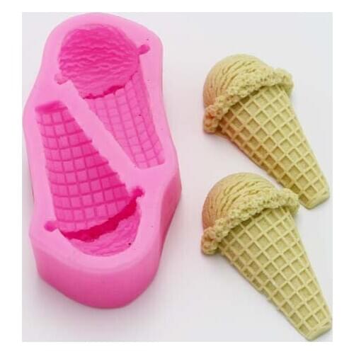 DIY silicone two-hole ice cream modeling mold cake fondant mold chocolate mold scented plaster mold