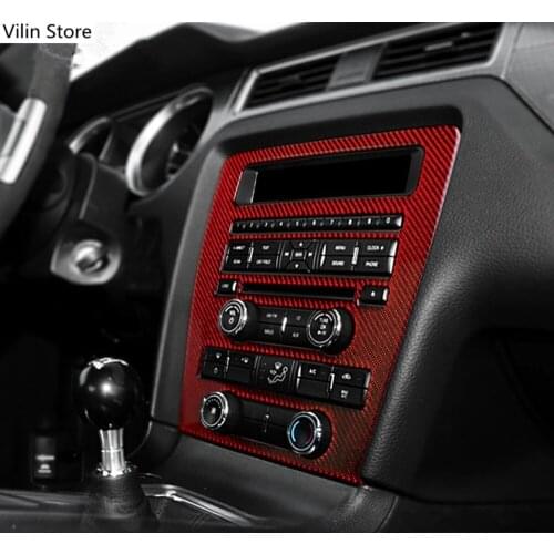 Car Styling For Ford Mustang 2009-2013 Interior Mouldings Carbon Fiber Central Control CD Panel Cover Trim Decoration