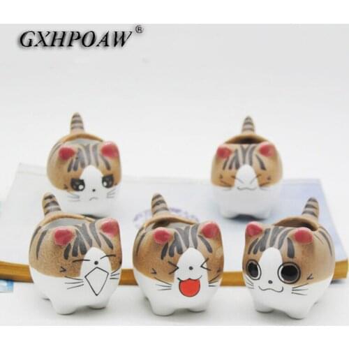 Strongwell Painted Ceramic Cat Flower Pots Home Decoration Accessories Garden Pot Mini Bonsai Wholesale Succulent Planter Crafts