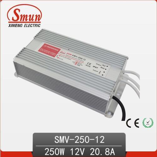 SMUN 250W 12V 20A Outdoor Waterproof IP67 Switching Led Driver Led Power Supply With CE RoHS SMV-250-12