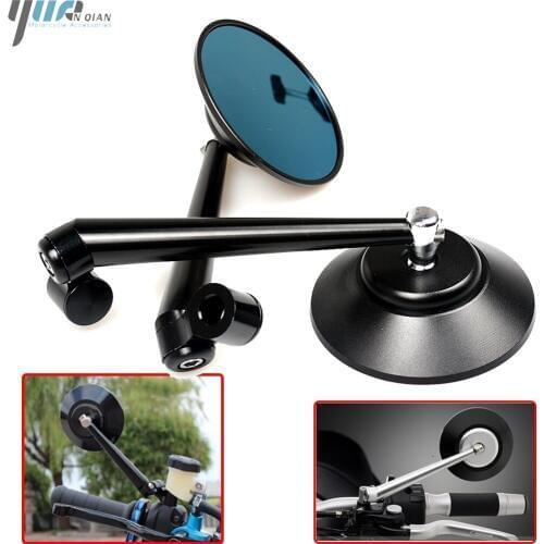 Universal Aluminum CNC Motorcycle Rearview Side mirror Blue Glass For YAMAHA TMAX 530 R6 Vespa gts 790 Adventure 390