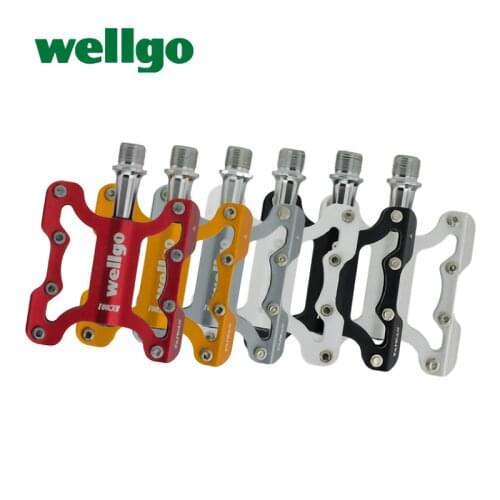 Wellgo KC001 Aluminum Alloy Bicycle Pedals Road Bike Ultralight Pedal MTB Cycling Bearing Pedals Lightweight CroMo Spindle