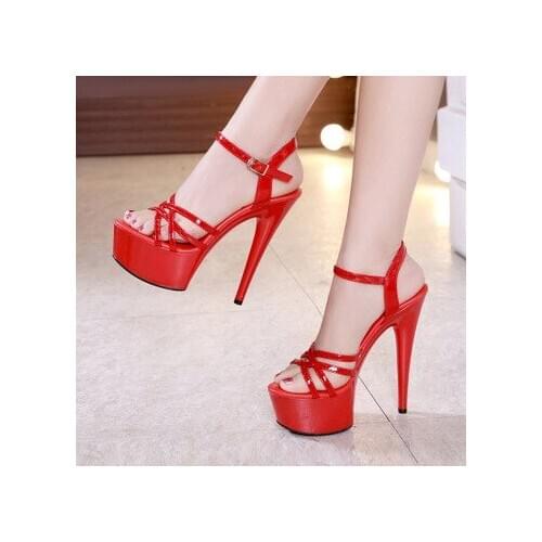Women Sandals Model Catwalk Dance Shoes Hate Sky High Heels15cm Fine Heel Stage Performance Waterproof Platform Sexy Nightclub