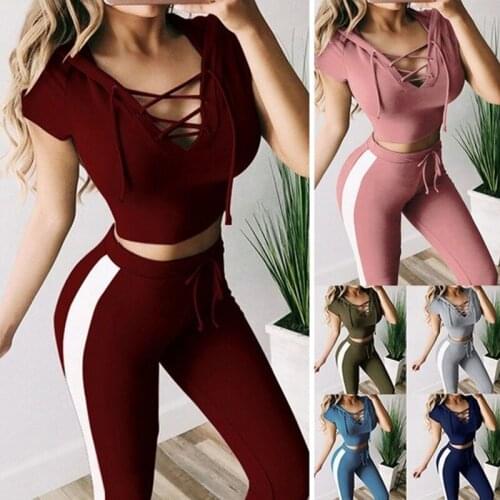 Women 2 Pieces Set Casual Striped Tracksuit Crop Top Suit Soft and Comfortable Long Sweatpants Matching Fitness Sporty Outfits