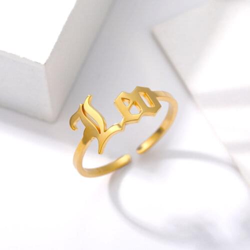 12 Constellation Letter Rings For Women Stainless Steel Adjustable Couple Gold Zodiac Sign Finger Birthday Rings Jewelry Gift