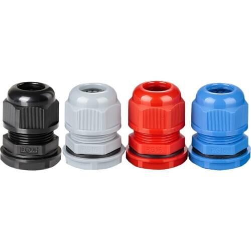 1pcs IP68 PG36 Rohs Black Grey Waterproof Nylon Plastic Cable Glands