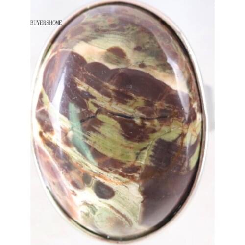 1Pcs Jewelry Gift Adjustable Ring For Women Men Natural Stone Oval Bead Green Jaspe Finger Ring Z112