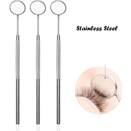 1PC Stainless Steel Checking Mirror For Eyelash Extension Portable Dental Mirrors Mouth Tooth Professional Makeup Tool