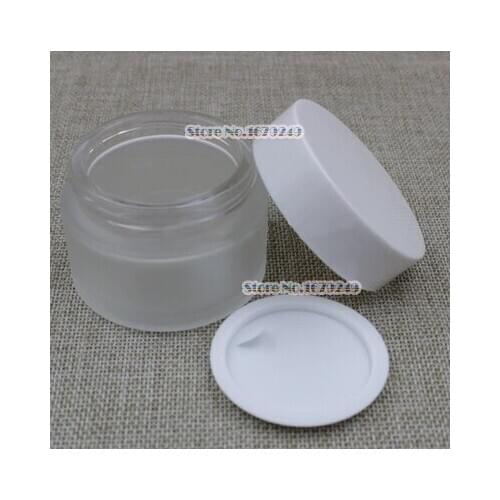 10g White cap Frosted Glass Jar Empty Cream Jars Cosmetic Packaging Containers cosmetic jar,plastic cap jar 100pcs/lot