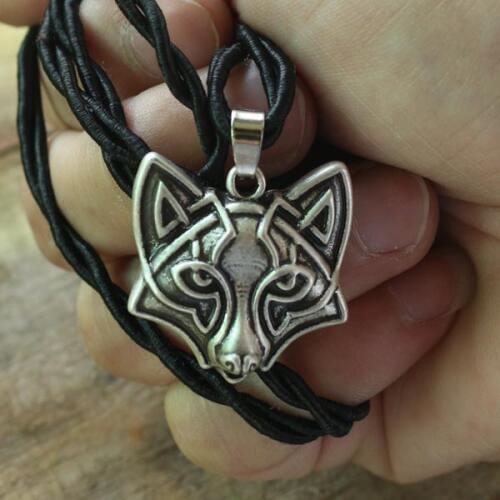 Lanseis 10pcs gothic punk pesonality viking fox hea d pendant men Necklace Animal talisman retro celt fox handmade jewelry