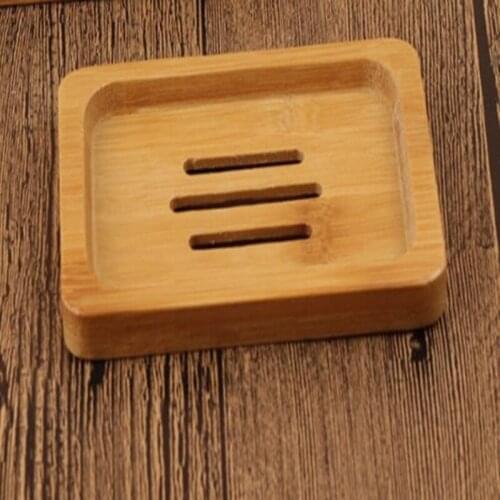100pcs Bamboo Soap Holder Natural Soap Dishes Boxes Soap Dish Bathroom Shower Storage Plate Stand