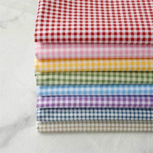 160x50cm Twill Cotton Sewing Fabric Red Blue Lattice Making Bedding Hand-Made Home Decor Cloth 160g/m