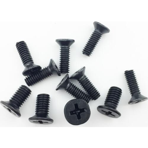 200 pcs one lot Flat head screws carbon steel screws M2 M2.5 M3 M3*4 M3*5 M3*6 screws black Nickel plated KM screws