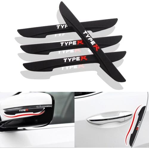 4PCS Type R Car Door Anti-collision Bumper Strip Guards Side Protector Sticker For Honda CIVIC Type R Logo FD2 FD FA 5 Mugen