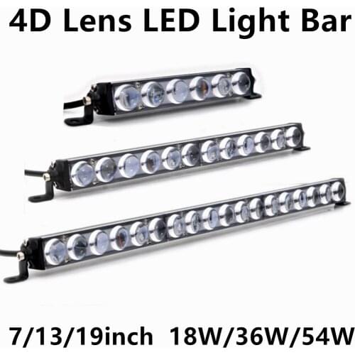 7/13/19inch 18W 36W 54W LED Bar CREE Super Bright LED Light Bar 4D Lens LED Work Light Spotlight for 4x4 Off Road Truck ATV SUV