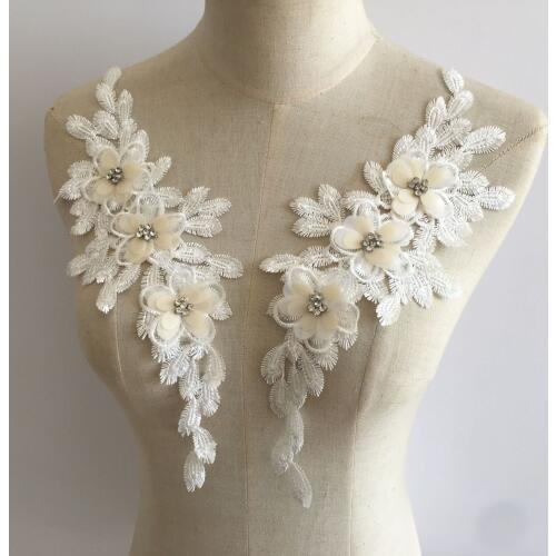 Applique Flower DIY Bridal Head Jewelry Wedding Shoes Material Lace Accessories White / Pure white