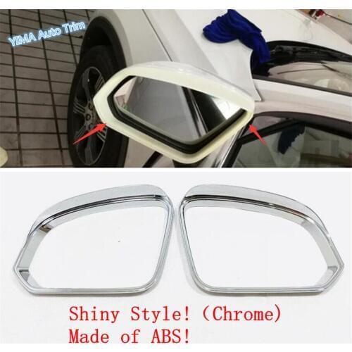 Lapetus Auto Styling Rearview Mirror Rain Eyebrow Deflector Blades Frame Cover Trim Fit For VOLVO XC40 2018 - 2021 Chrome ABS
