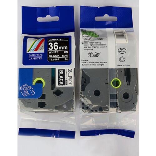 Free shipping 4 pcs Compatible brother 36mm TZE tape tz365 tze 365 white on black p-touch label printer tape maker